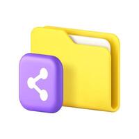 Folder office document archive sharing business desktop directory 3d icon realistic vector