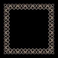 Gold square stencil classic byzantine ornament. Rectangular frame of Ancient Greece, Eastern Roman Empire. Byzantine painting of walls and floors. For invitation, porcelain, embroidery, sandblasting vector