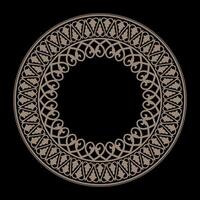 Ornamental gold round frame in byzantine style. Elegant element for design in byzantine style. Floral gold round border. Lace illustration for invitation, porcelain, textile, embroidery, sandblasting vector