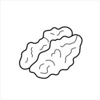 Line illustration of a walnut. vector
