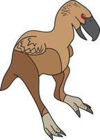 Artwork of an extinct Terror Bird with brown and tan coloration, predatory features vector