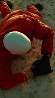 Astronaut Agonizing On Earth In A Planet With Toxic Atmosphere Air video
