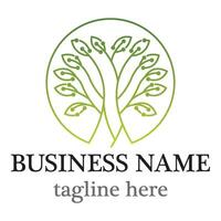 Tree tech line logo template vector