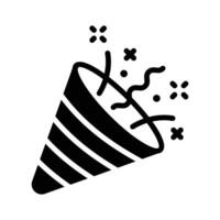 This glyph icon showing a cap throwing confetti streamers vector