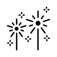 Visually appealing icon of fire sparklers in glyph style vector