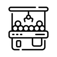 An editable line icon showing claw machine game vector
