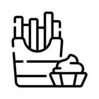This line style icon showing french fries with dip sauce vector