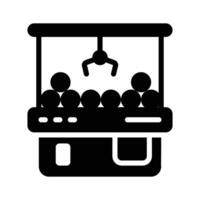 An editable glyph icon showing claw machine game vector