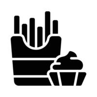 This glyph style icon showing french fries with dip sauce vector