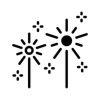 Visually appealing icon of fire sparklers in glyph style. vector