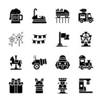 Get your hands on amusement park glyph icons, ready for premium use vector