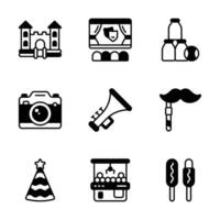 Get this creatively designed set of carnival fun glyph icons. vector