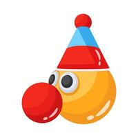 Download this amazing 3d icon of clown emoji with nose and hat vector