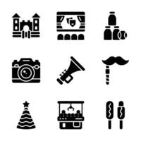 Get this creatively designed set of carnival fun glyph icons vector