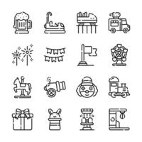 Get your hands on amusement park line icons, ready for premium use vector