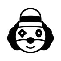 A captivating glyph style icon showing a clown face. vector