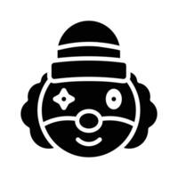 A captivating glyph style icon showing a clown face vector