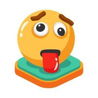 Modern 3d style icon showing funny emoji with tongue out vector