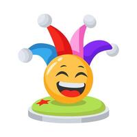 Get your hands on this amazing 3d style icon of jester emoji with hat vector