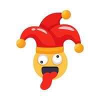 A 3d style icon of clown emoji with hat, easy to edit design vector