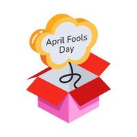 Modern customizable 3d style icon of april fool box vector