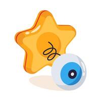 This 3d style icon showing fake eye prank popping out from star vector