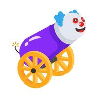 This well designed 3d style icon depicting clown cannon prank vector