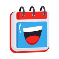 Easy to use 3d icon depicting prank month calendar with funny laugh vector