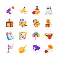 Creatively designed 3d collection depicting april day pranks and humour icons vector