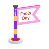 Grab this amazing 3d style icon of fool day flag vector