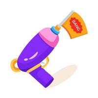 Grab this 3d icon of april fool prank gun with flag vector