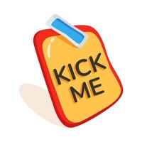 Easy to edit 3d style icon of kick me sticky note prank vector