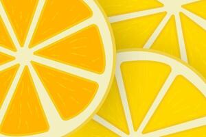 Yellow lemon pieces pattern in design, three lemon slices and peel in Seamless patterns, bright background concepts vector