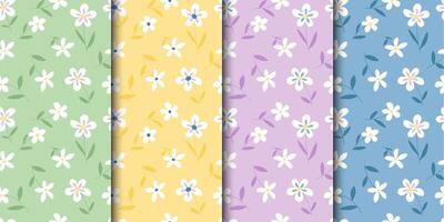 A collection of vintage floral patterns. Spring and summer botanical pattern with daisies, daisies vector