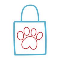 Outline bag with dog paw print. Flat design. Illustration on white background. vector
