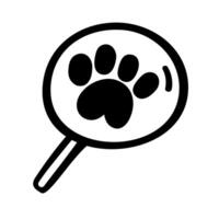 Magnifying glass and dog paw inside. icon. Hand drawn illustration on white background. vector