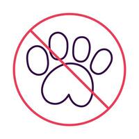 Dogs forbidden. Stop sign for dogs and cats. Outline isolated icon. Simple illustration on white background. vector