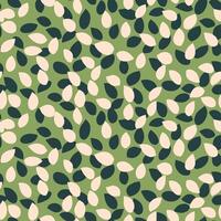Seamless pattern with abstract petal like shapes on a green background. Modern and dynamic, simple ornament print for textiles, wallpapers, wrapping, fashion prints, and contemporary designs. vector