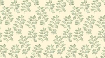 Seamless botanical pattern with delicate green leaves on light beige background. Ideal for textiles, wallpapers, packaging, and eco-friendly branding. Minimalist and elegant design for various uses vector