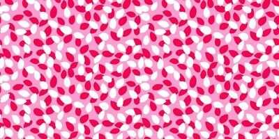 Seamless pattern with abstract petal-like shapes in white and red on a soft pink background. The minimalist, modern, and playful design ornament for textiles, wallpapers, and branding projects. vector