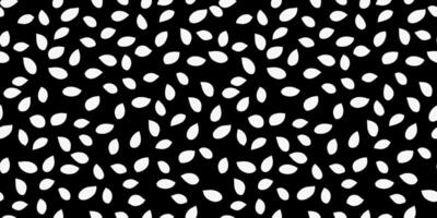 Seamless pattern with white petal like shapes scattered on black and white background. Minimalist and modern design, simple ornament print for textiles, wallpapers, stationery, fashion prints vector