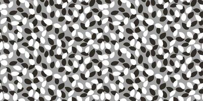 Seamless pattern with abstract petal-like shapes in white and black on a grey background. The minimalist, modern, and playful design ornament for textiles, wallpapers, and branding projects. vector