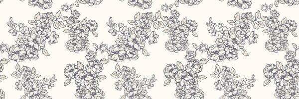 Pastel seamless floral pattern featuring delicate flower clusters with fine details on a light background. Perfect for textile design, fashion prints, wallpapers, and elegant decor projects. vector