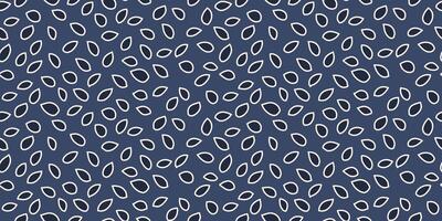Seamless pattern with abstract organic leaf shapes in outlines on a blue navy background. Simple unique print for textiles, wallpapers, packaging, wrapping paper, branding, and modern decor. vector