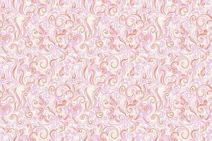 Seamless pattern with intricate swirling lines in pink and orange tones on a light background. Elegant, delicate, and decorative, ideal for feminine designs, textiles, wallpapers, packaging vector