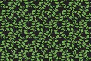 Seamless pattern featuring green leafy branches on a black background. A natural and elegant design perfect for wallpapers, fabric, packaging, and eco-friendly branding projects. vector