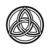 Triquetra symbol in a circle, ancient Celtic trinity knot design vector