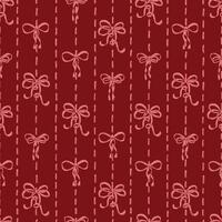 Preppy bows seamless pattern coquette bow knot ribbons, embroidery stitch background for fabric vector