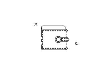 wallet and jump gold coins line art minimalist animation 2D for investment concept , simple financial or banking symbol animated footage motion graphic illustration design video