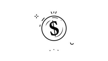dollar coin currency line art simple animation 2D for investment concept , minimalist banking or financial symbol animated footage motion graphic illustration design video